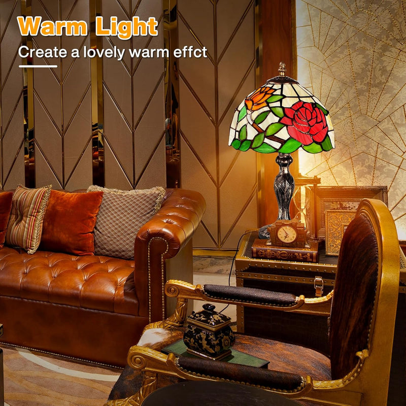 Stained Style Table Lamp Vintage Handcraft Glass Lampshade