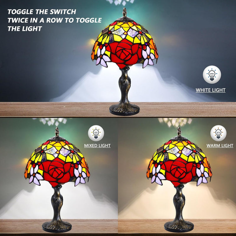 Stained Style Table Lamp Vintage Handcraft Glass Lampshade