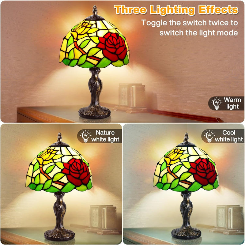 Stained Style Table Lamp Vintage Handcraft Glass Lampshade