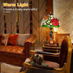 Stained Style Table Lamp Vintage Handcraft Glass Lampshade