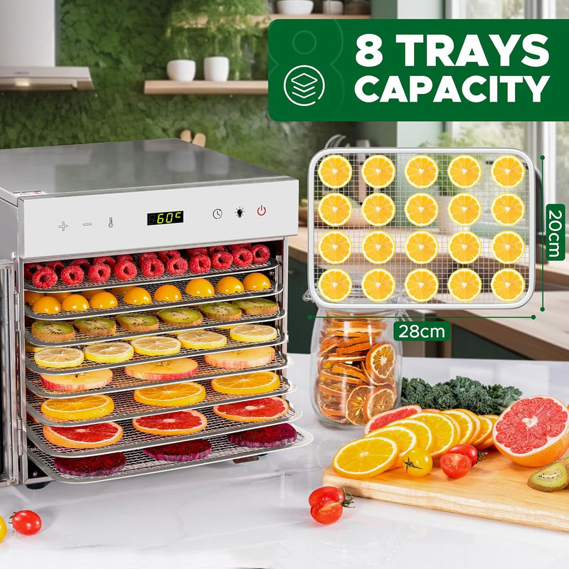 Stainless Steel Food Dehydrator 8 Tray Fruit Dryer