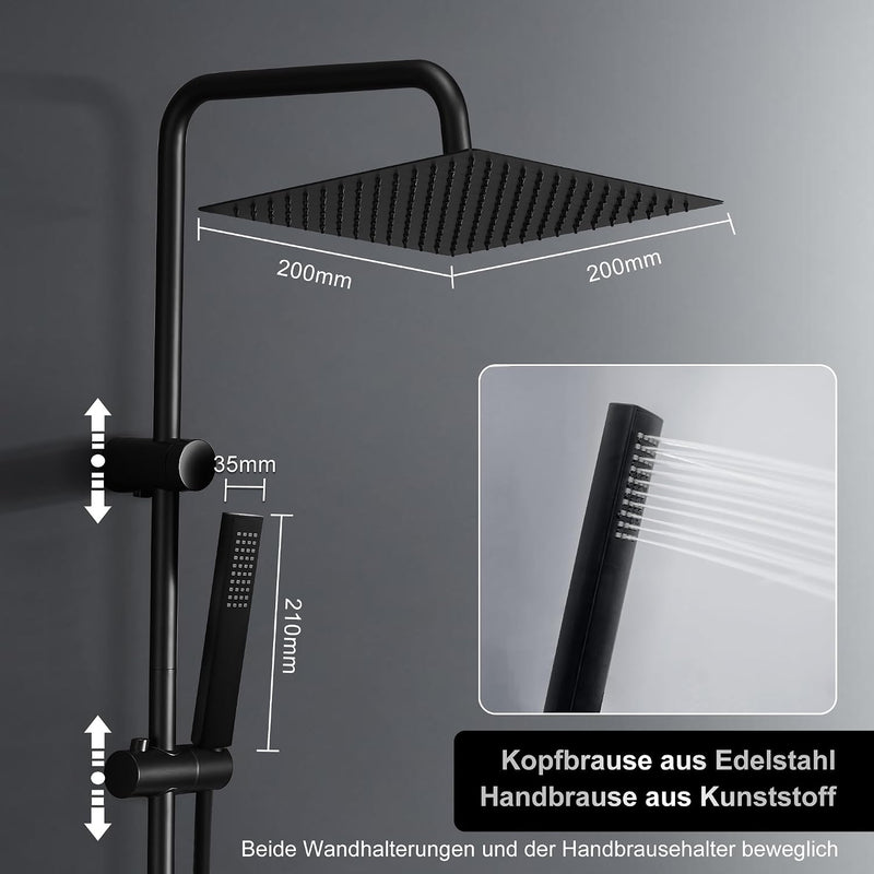 Stainless Steel Shower Column Without Mixer Adjustable Wall