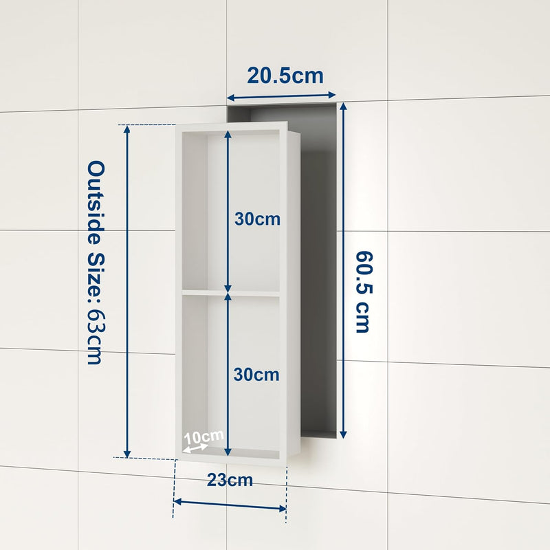 Stainless Steel Shower Niche Wall Insert Recessed Double