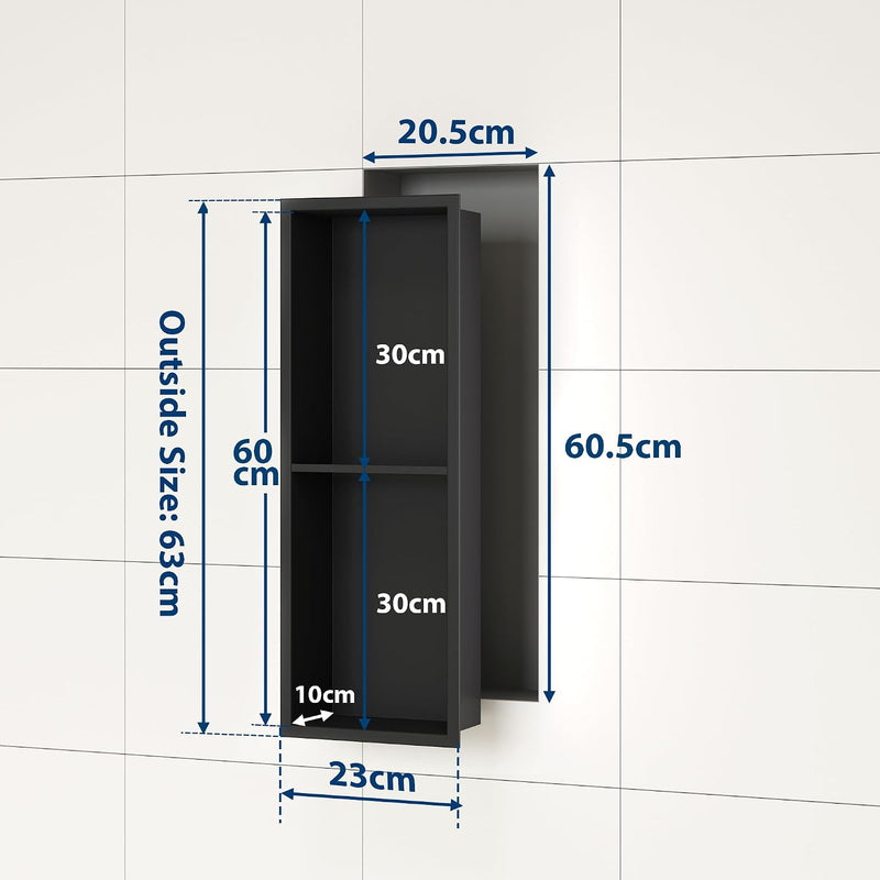 Stainless Steel Shower Niche Wall Insert Recessed Double