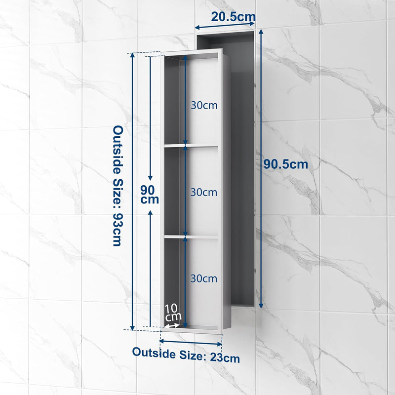 Stainless Steel Shower Niche Wall Insert Recessed Double