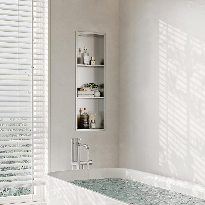 Stainless Steel Shower Niche Wall Insert Recessed Double