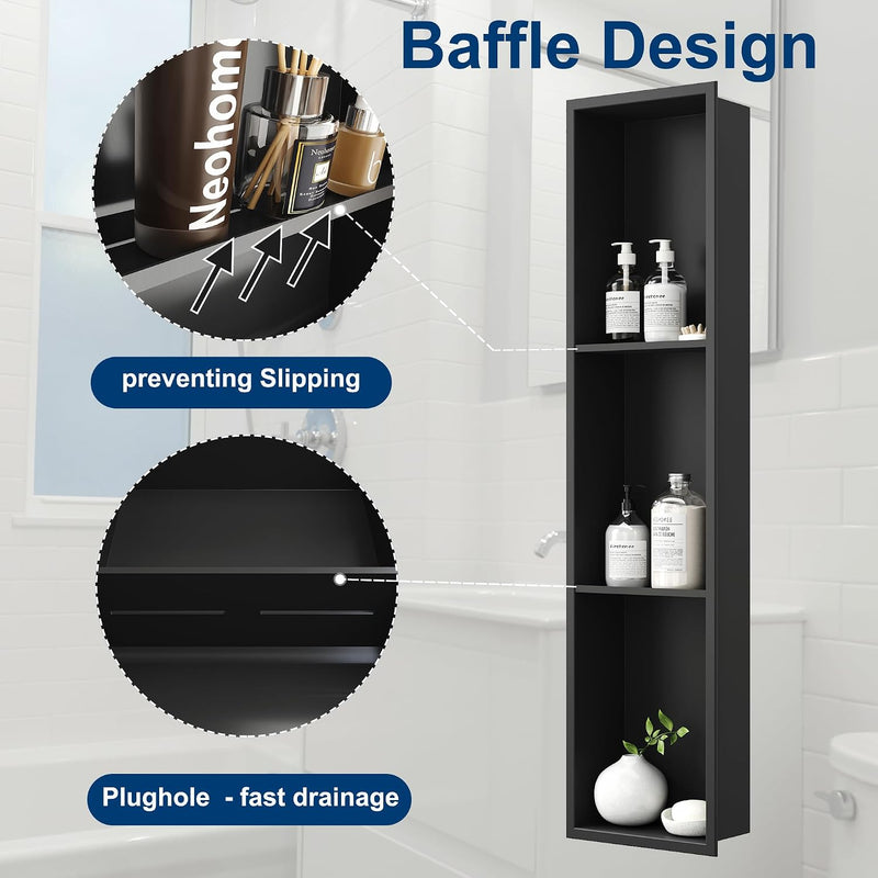 Stainless Steel Shower Niche Wall Insert Recessed Double
