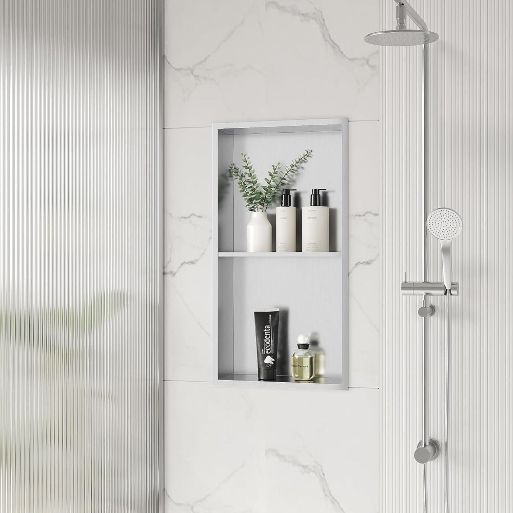 Stainless Steel Shower Niche Wall Insert Recessed Double