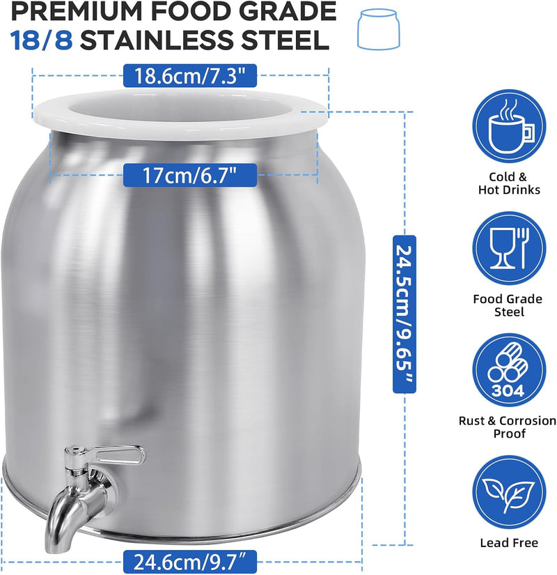 Stainless Steel Water Dispenser 2.5gal 8L Drink