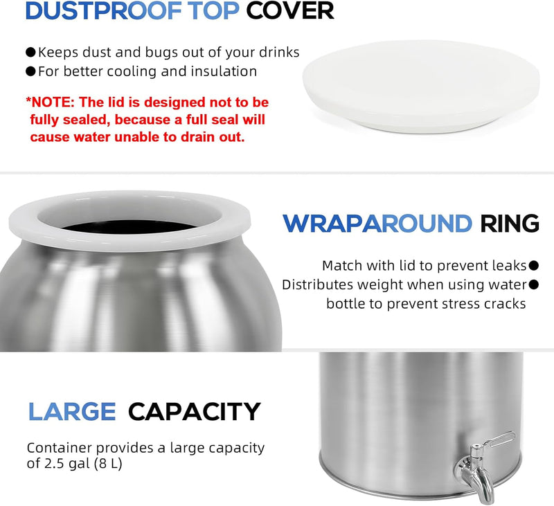 Stainless Steel Water Dispenser 2.5gal 8L Drink