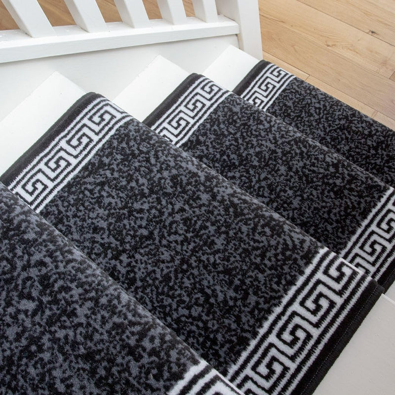 Stair Carpet Durable Graphite Aztec Tribal Border Runner