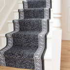 Stair Carpet Durable Graphite Aztec Tribal Border Runner