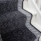 Stair Carpet Durable Graphite Aztec Tribal Border Runner