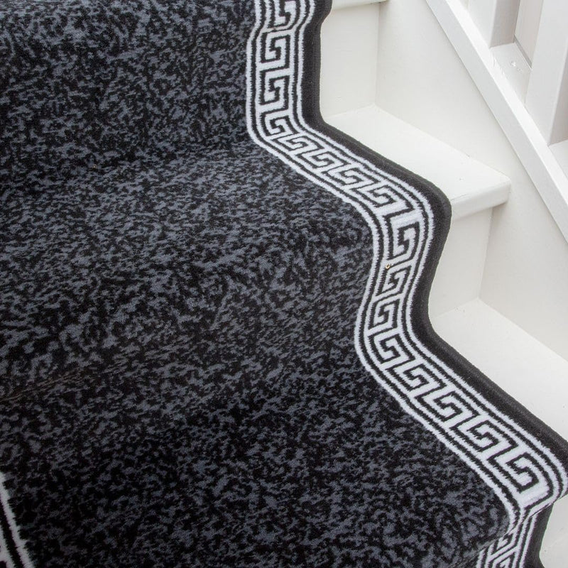 Stair Carpet Durable Graphite Aztec Tribal Border Runner