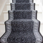 Stair Carpet Durable Graphite Aztec Tribal Border Runner