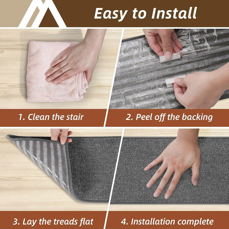 Stair Treads Carpet 15 PC Nonslip Polyester Runners