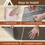 Stair Treads Carpet 15 PC Nonslip Polyester Runners