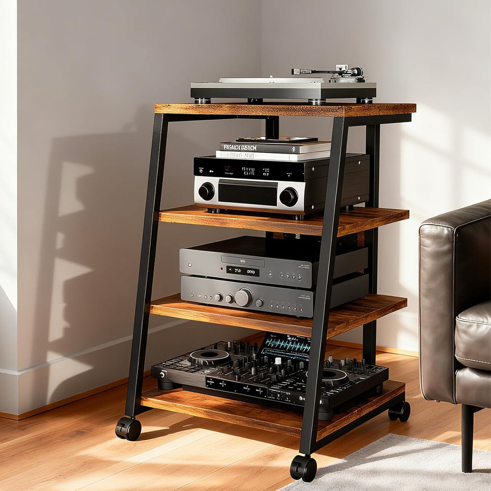 Stand 4-Tier Av Media with Power Strip