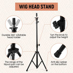 Stand Mannequin Head Tripod Height Adjustment for Manikin