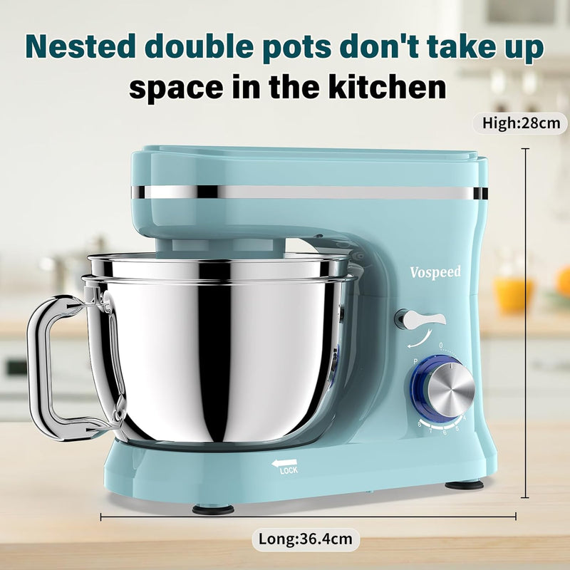 Stand Mixer 4.5L+5L Bowls 8-Speed 1000W Tilt-Head Food