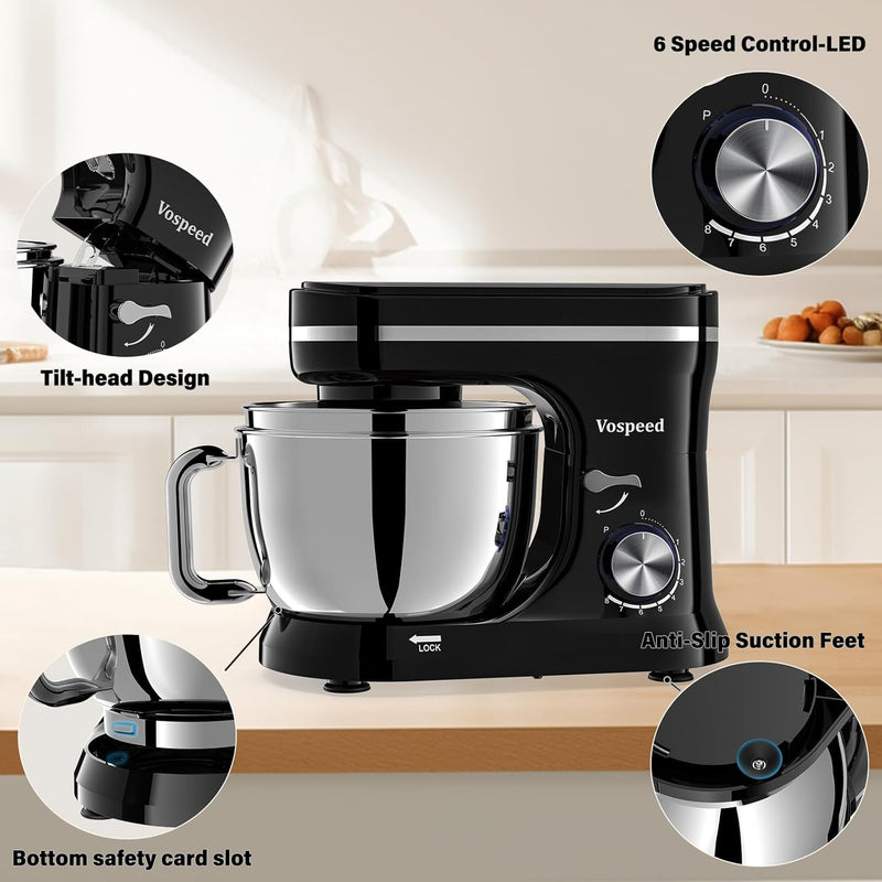 Stand Mixer 4.5L+5L Bowls 8-Speed 1000W Tilt-Head Food