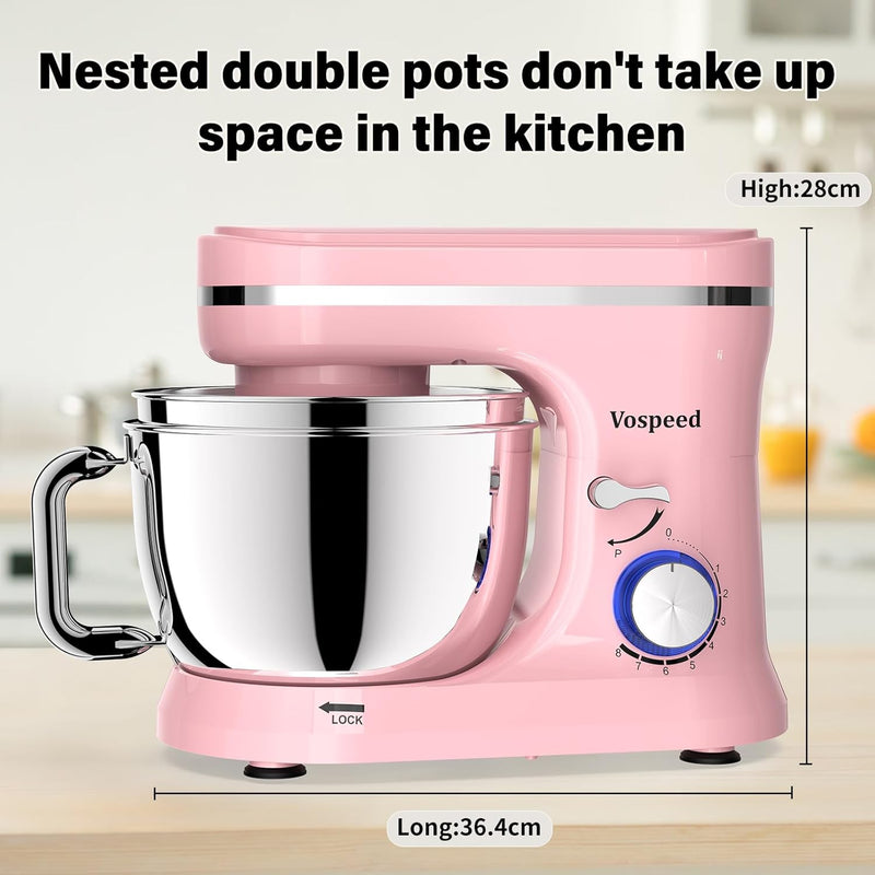 Stand Mixer 4.5L+5L Bowls 8-Speed 1000W Tilt-Head Food