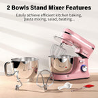 Stand Mixer 4.5L+5L Bowls 8-Speed 1000W Tilt-Head Food