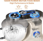 Stand Mixer 4.5L+5L Bowls 8-Speed 1000W Tilt-Head Food