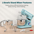 Stand Mixer 4.5L+5L Bowls 8-Speed 1000W Tilt-Head Food