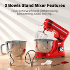 Stand Mixer 4.5L+5L Bowls 8-Speed 1000W Tilt-Head Food