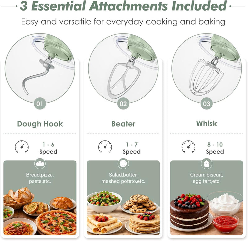 Stand Mixer 4.5L+5L Dual Bowl Food for Home