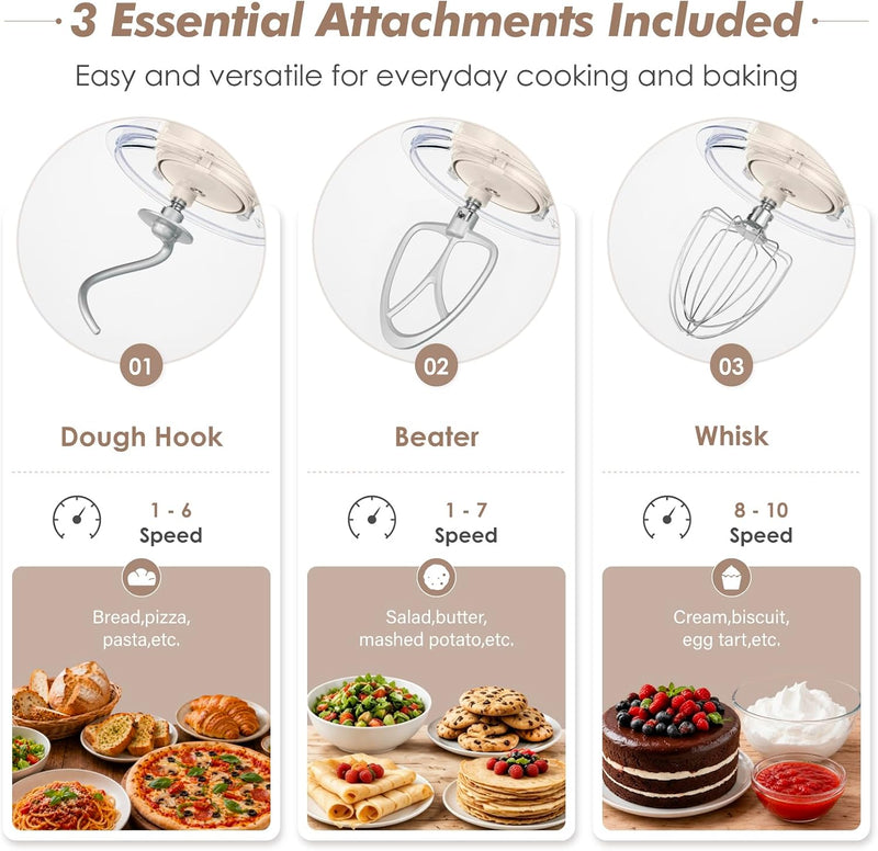 Stand Mixer 4.5L+5L Dual Bowl Food for Home
