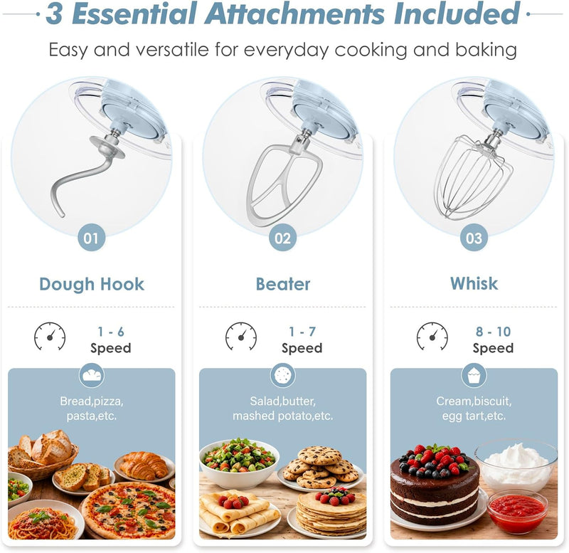 Stand Mixer 4.5L+5L Dual Bowl Food for Home