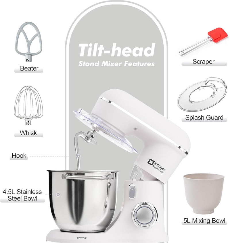 Stand Mixer 4.5L+5L Dual Bowl Food for Home