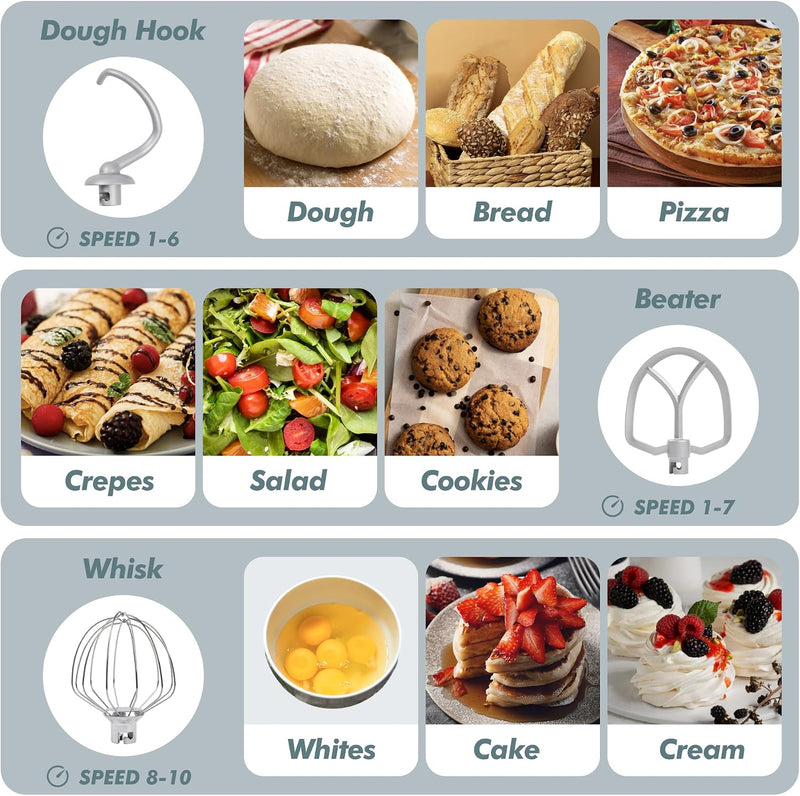 Stand Mixer 4.5L+5L Dual Bowl Food for Home