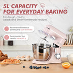 Stand Mixer 4.5L+5L Dual Bowl Food for Home