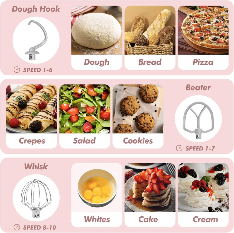 Stand Mixer 4.5L+5L Two Bowls Food for Baking