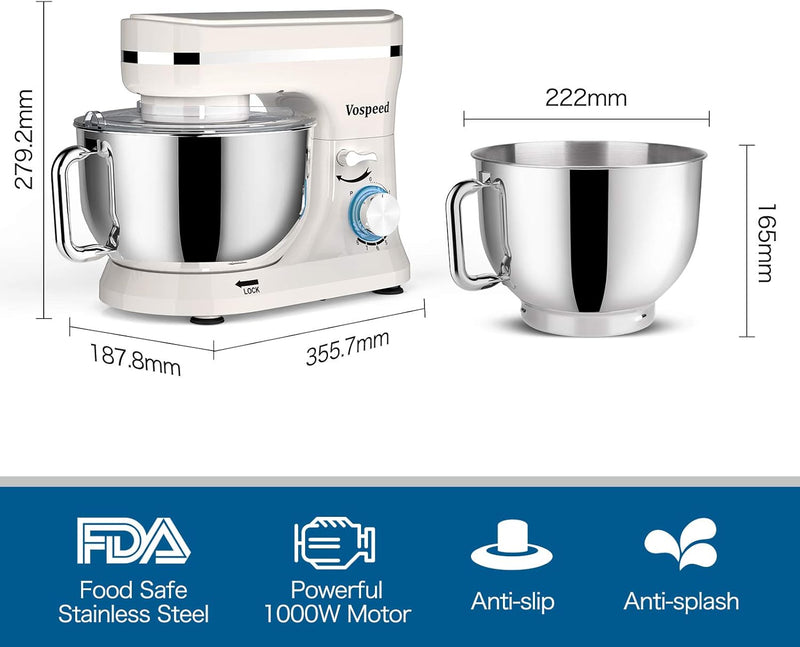 Stand Mixer 5 Quarts 8-Speed 1000W Tilt-Head Food