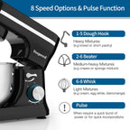 Stand Mixer 5 Quarts 8-Speed 1000W Tilt-Head Food