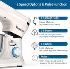 Stand Mixer 5 Quarts 8-Speed 1000W Tilt-Head Food