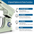Stand Mixer 5 Quarts 8-Speed 1000W Tilt-Head Food