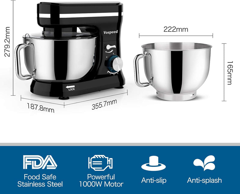 Stand Mixer 5 Quarts 8-Speed 1000W Tilt-Head Food
