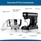 Stand Mixer 5 Quarts 8-Speed 1000W Tilt-Head Food