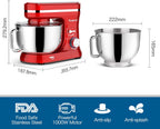 Stand Mixer 5 Quarts 8-Speed 1000W Tilt-Head Food