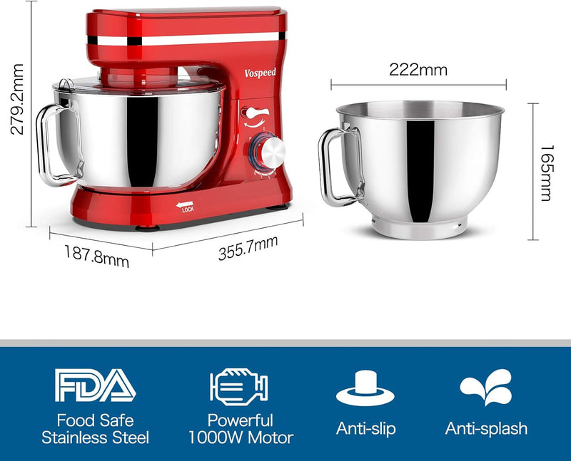 Stand Mixer 5 Quarts 8-Speed 1000W Tilt-Head Food