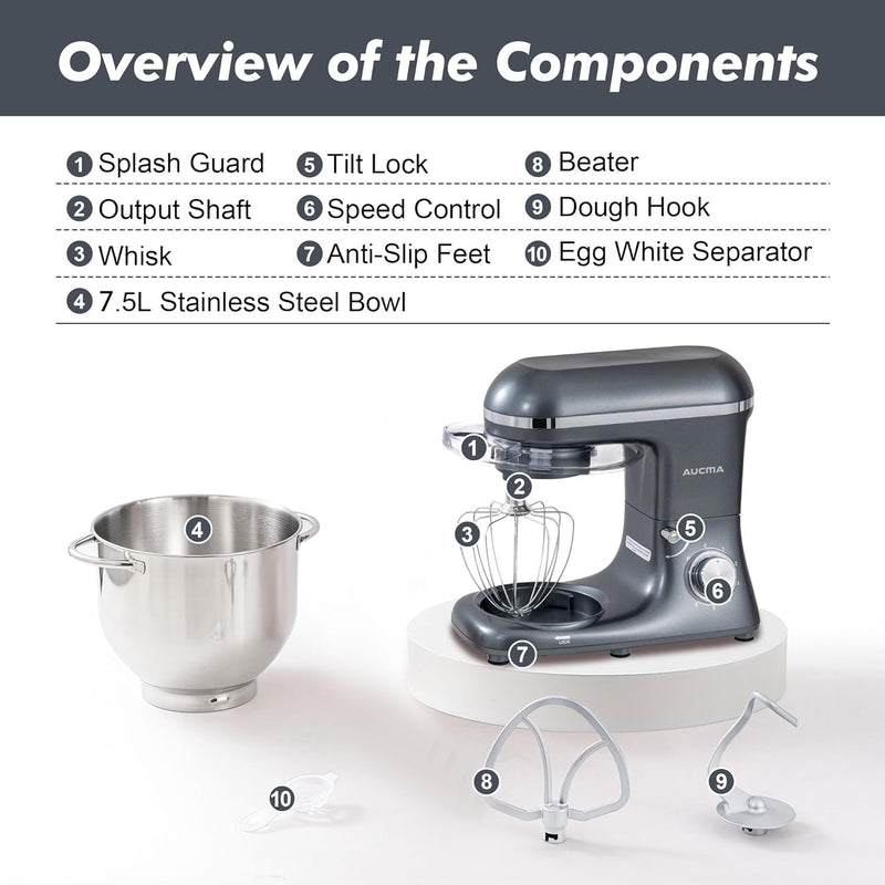 Stand Mixer 6.2L Food Electric Kitchen with Bowl