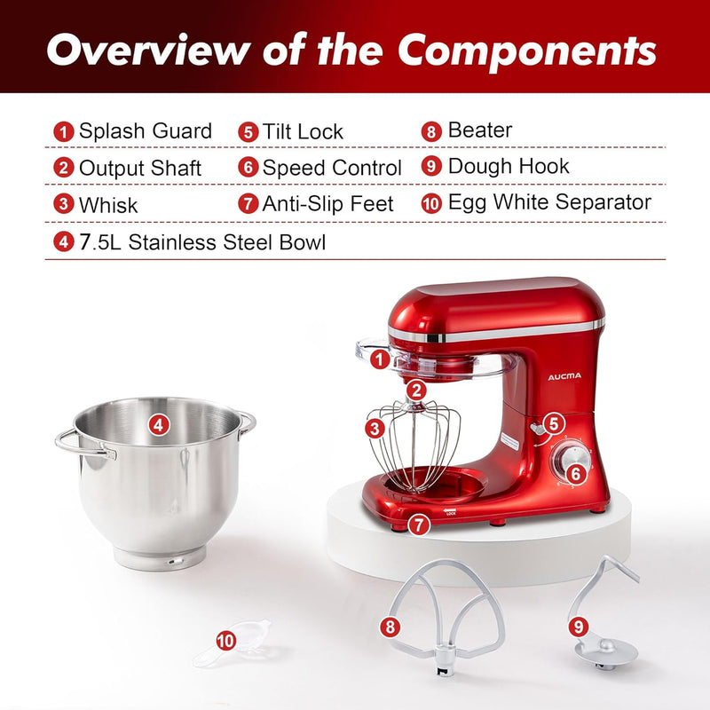 Stand Mixer 6.2L Food Electric Kitchen with Bowl
