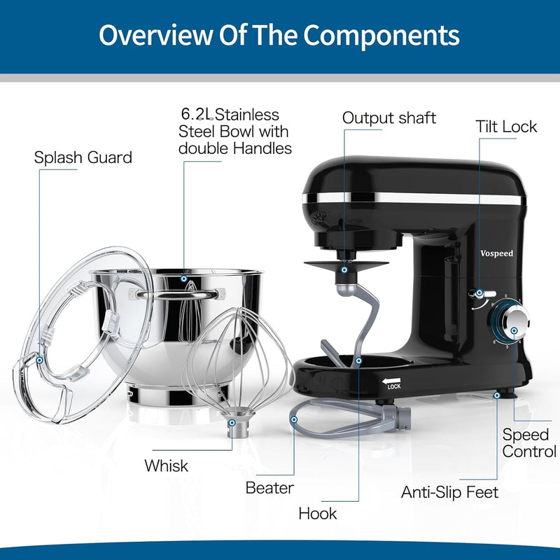 Stand Mixer Food Dough Blender 6.2L Electric Cake