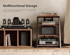 Stand Record Player 4-Tier Wooden Shelves for Av