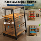 Stand Record Player 4-Tier Wooden Shelves with Power
